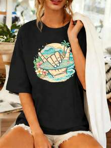 Dam-T-shirts - Svart - Visa 1