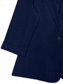 Blazer ligero de verano con cuello de contraste, uso casual/laboral, de 3/4 de manga para mujer - Azul marino - Ver 3