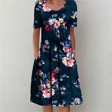 Vestido elegante de moda para mujer, vestido informal holgado, vestido estampado para mujer, nuevo temperamento - BLANCO - Ver 3