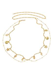 1pc Metallic Gold Starfish Pendant Necklace, Suitable For Women's Daily And Vacation Outfits - Yellow Gold - View 6