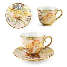 6 Pcs Espresso Cups Set ,Porcelain Coffee Cups With Saucers Set, 3.4oz  Vintage Floral Tea Cups For Women Afternoon Tea Party - 100 ML Tea Cups For Mocha Cappuccino Home Kitchen Holiday Gift - Multicolor - View 6