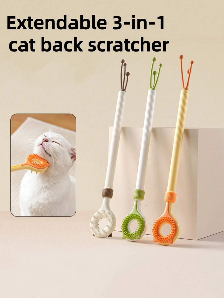 1个可伸缩猫抓棒，三合一多功能逗猫玩具，互动猫玩具 - 彩色 - 查看 1