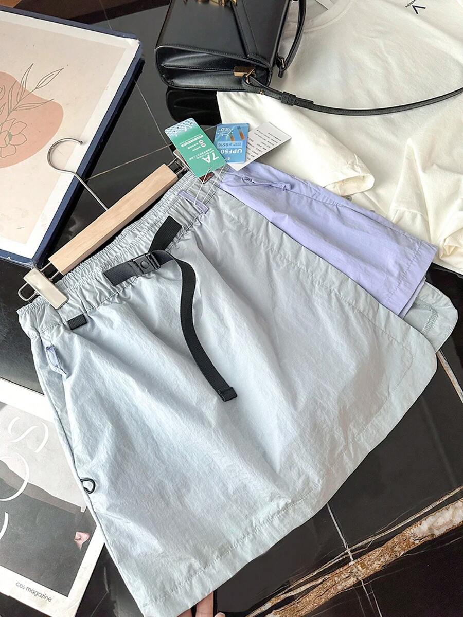 Falda pantalón deportiva impermeable de secado rápido para mujer, estilo casual de cintura alta y ajuste holgado, ideal para ... - Lila - Ver 1