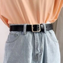 1 chiếc thắt lưng trang trí bằng da PU tối giản dành cho nữ, phù hợp với quần jeans. - Cà phê - Xem 8