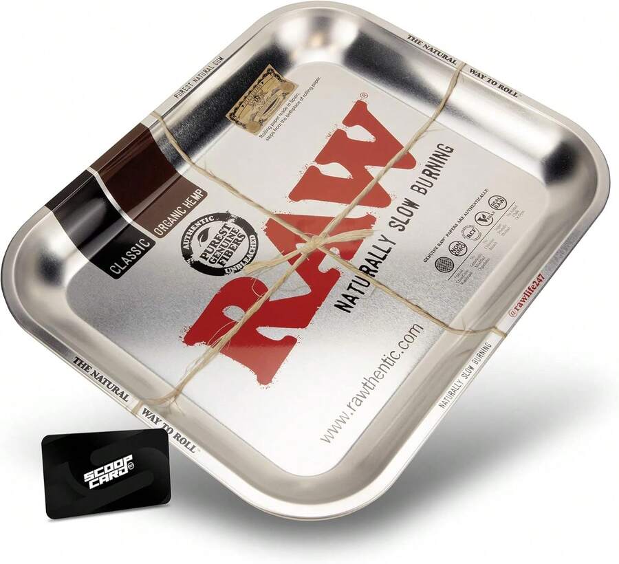 RAW Metal AF Rolling Tray | Size - Large | Polished Top | Rust And Wear Resistant Clear Coating - 顏色A - 查看 1