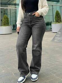 Women's Retro Loose Boyfriend Straight Leg Jeans - Grey - View 5