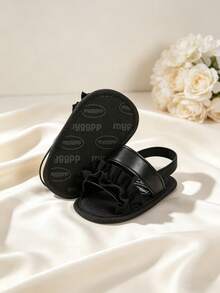 Sandalias abiertas con patrón floral lindo, transpirables, livianas y cómodas, antideslizantes, adecuadas para uso en interiores/exteriores y playa, para niñas, primavera/verano - Negro - Ver 5