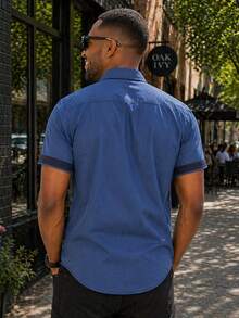 Mens Short Sleeve Western Two Pocket Button Up Shirt - Bay - View 3