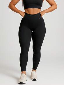 Set Of 3 High-Waisted Leggings With No Transparency - 1 Black + 1 Gray + 1 Wine - View 3