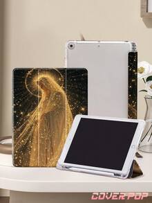 适用于 iPad Air 8 (M4) 2026 (11 英寸)/2026 (13 英寸)、Air 4/5 10.9 英寸、第十代、第七/八/九代 10.2 英寸,圣母玛利亚和星星图案保护壳;适用于三星 Galaxy Tab S6 10.4 英寸、Tab A7 Lite 8.7 英寸,INS 风格,带笔槽,自动休眠/唤醒功能;适合作为返校、情人节、节日的可爱礼物。 - 彩色 - 查看 3