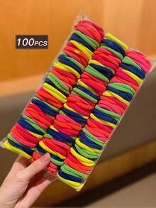 100pcs Colorful Hair Scrunchies, Non-Damaging Elastic Hair Ties, Suitable For Daily And Party Use, Recommended Hair Accessory Gift,Travel,Birthday - Multicolor - View 8