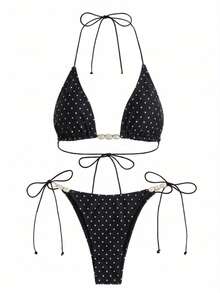 Polovedo Official New Arrival Spring/Summer European And American Women Solid White Halter Tie Sexy Bikini Set, Beach Holiday Party Date Vacation - Multicolor - View 3