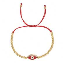 1 chiếc vòng tay dây rút điều chỉnh được bằng hợp kim kiểu Bohemian đính mắt quỷ và hạt đồng dành cho nữ. - Nhiều màu - Xem 4
