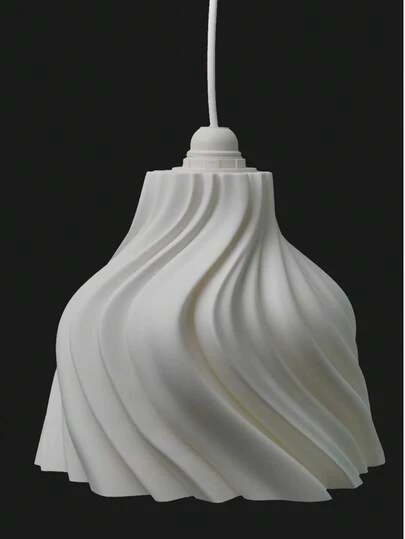 1 chao đèn đa năng E14/E27, chao đèn xếp ly xoáy màu trắng, 25x23cm, thích hợp cho phòng ngủ, phòng khách, chiếu sáng gia đình.