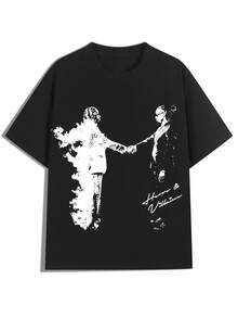 Camiseta masculina de verão, estilo hip hop, estampada - algodão respirável, gola redonda, manga curta. Leve, pesando apenas 180 gramas. Design artístico em preto e branco, ideal para uso casual, atividades ao ar livre e praia - um presente perfeito para o Dia dos Pais, Dia dos Namorados, Dia do Trabalho, Dia de Ação de Graças e aniversários. Camiseta com estampa artística para uso diário e caimento confortável. Camiseta de malha de algodão. - Branco - Ver 1