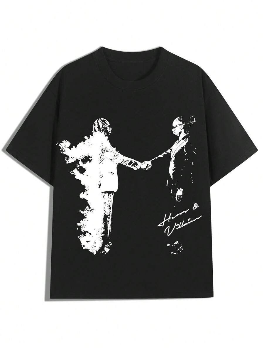 Camiseta masculina de verão, estilo hip hop, estampada - algodão respirável, gola redonda, manga curta. Leve, pesando apenas 180 gramas. Design artístico em preto e branco, ideal para uso casual, atividades ao ar livre e praia - um presente perfeito para o Dia dos Pais, Dia dos Namorados, Dia do Trabalho, Dia de Ação de Graças e aniversários. Camiseta com estampa artística para uso diário e caimento confortável. Camiseta de malha de algodão. - Branco - Ver 1