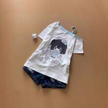 GUFJ 【2026新】アメリカン オフショルダー Tシャツ レディース ゆったり かわいい カジュアル 体型カバー 設計師款 夏 - ホワイト - チェックする 5