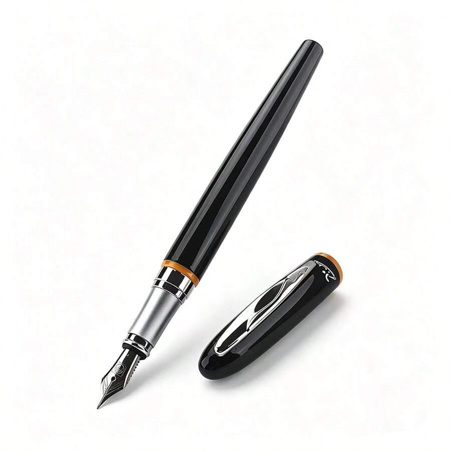 毕加索 Pimio 907 Montmartre 钢笔，黑色笔身，橙色笔环，0.5mm 铱金笔尖，商务办公书写笔 - 907 - 查看 1