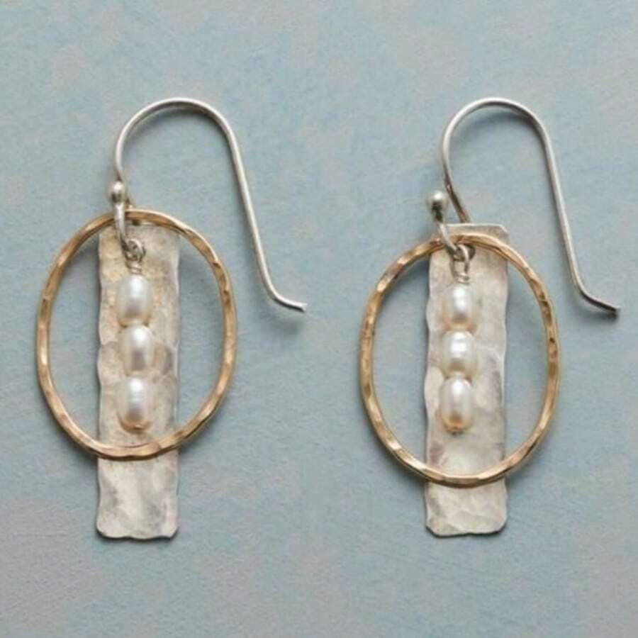 Pendientes hechos a mano con diseño vintage martillado para mujeres, sencillos y elegantes, adecuados como regalos de vacaciones y joyas versátiles - Multicolor - Ver 1