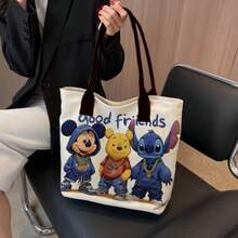 1 chiếc túi đeo vai kiểu chuột Mickey của Disney, túi vải canvas hoạt hình, túi đựng đồ đi học và đi làm. - Hình chữ nhật - Xem 5