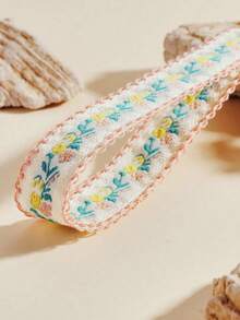 Sophisticated Light Luxury Zinc Alloy Double-Layer Ribbon Keychain Woven Strap Printed Webbing Keychain Women's Bag Charm Car Key Pendant Universal Fashion Keyring ICTN - 淺粉色 - 查看 6