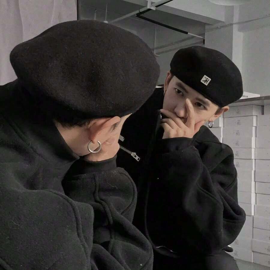 Women's Faux Wool Newsboy Cap & Men's Vintage Tweed Beret Combo, Black Unisex Adjustable Painter Hat - 黑色 - 查看 1