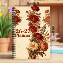 1pc Vintage Floral Design Spiral Weekly Planner - Goal Setting To-Do List Organizer, Suitable For University, Office - Desktop Calendar Notebook For Weekly Planning, Including Goals And To-Do List, Spiral Bound - L - View 3