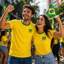 Brazil Unisex Fan T-Shirt, Dry Fit Fabric, 2026 World Cup, Green And Yellow, Men's And Women's - Màu vàng - Xem 1