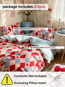 HONEYMOON Diamond Print Duvet Cover Set (2pcs = 1 Duvet Cover + 1 Pillowcase; 3pcs = 1 Duvet Cover + 2 Pillowcases); 100% Polyester Digital Printed Fabric, Soft & Breathable, Wrinkle Resistant, Pillowcase Without Pillow Insert (No Comforter); T/F/Q/K Size Suitable For Home And Dorm, Oeko-Tex Certified, Suitable As A Gift For Mom - Multicolor - View 4