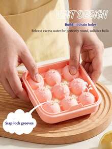 9-Grid Sports Football Silicone Ice Cube Tray, Round Ice Ball Mold, Football Shaped Silicone Ice Cube Maker Tray With Funnel Lid, Silicone Chocolate Mold To Make 9 Giant Ice Balls, Ideal For Chilling Beverages; Multifunctional Ice Cube Mold For Jelly, Milk, Juice, Coffee, Home, Kitchen, Party Essential, Perfect Summer Holiday Gift - Multicolor - View 4