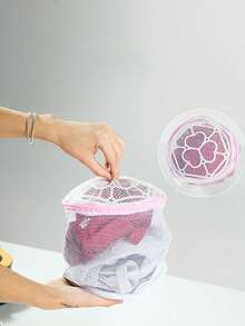 1pc Floral Pattern Underwear Laundry Bag, Random Columnar Flower Design, Spring Minimalist Style, Perfect For Summer Tops - Multicolor - View 7