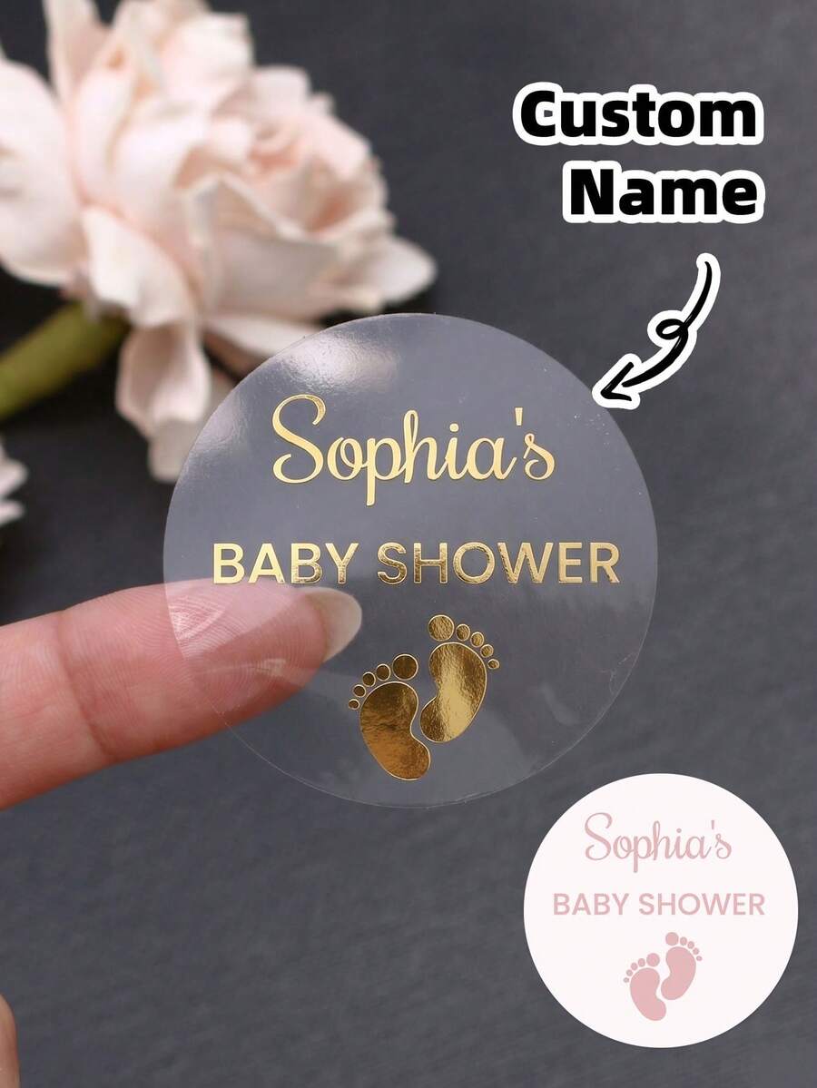 1-60Pcs Custom Stickers & Personalized Labels-Waterproof, Oil-Resistant, And Available In Various Sizes. Fully Customizable With Names, These Stickers Serve As An Elegant Alternative To Traditional Seals For Invitation Envelopes, Elevating The Sophistication And Exclusivity Of Your Invitations. - Multicolor - View 1