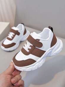 1 Pair Unisex New Low-Top Breathable Flat Casual Shoes, Soft Sole Non-Slip Infant Sneakers, Fashion Versatile Student Running Shoes, Lightweight Chunky Sneakers Suitable For All Seasons - Brown - View 9
