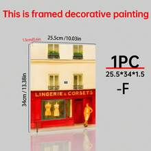 1/6pcs Italian Town Canvas Wall Art Posters, Room Home Decor Aesthetic Decorations, Optional Framed Wall Decor, Colorful European Street & Mediterranean Landscape Oil Painting Posters, Aesthetic Orange Green Gallery Wall Decor - Multicolor - View 20
