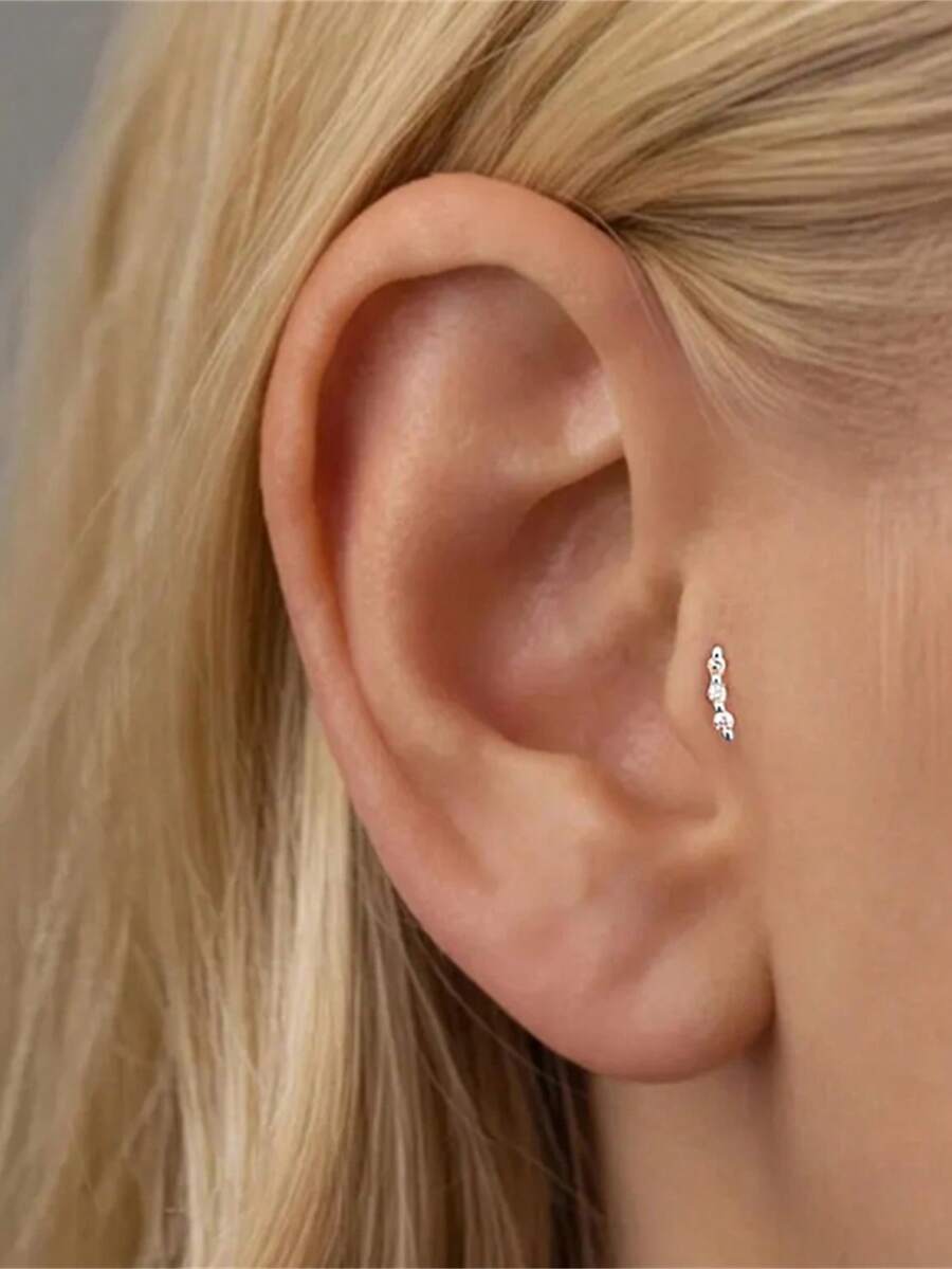1 đôi bông tai bạc 925 đính kim cương dành cho nữ, kiểu dáng cổ điển mạ vàng 18K, dạng đinh tán, mặt phẳng, thích hợp đeo hàng ngày, dự tiệc cưới, lễ đính hôn, quà tặng Giáng sinh, trang sức cao cấp. - Vàng - Xem 1