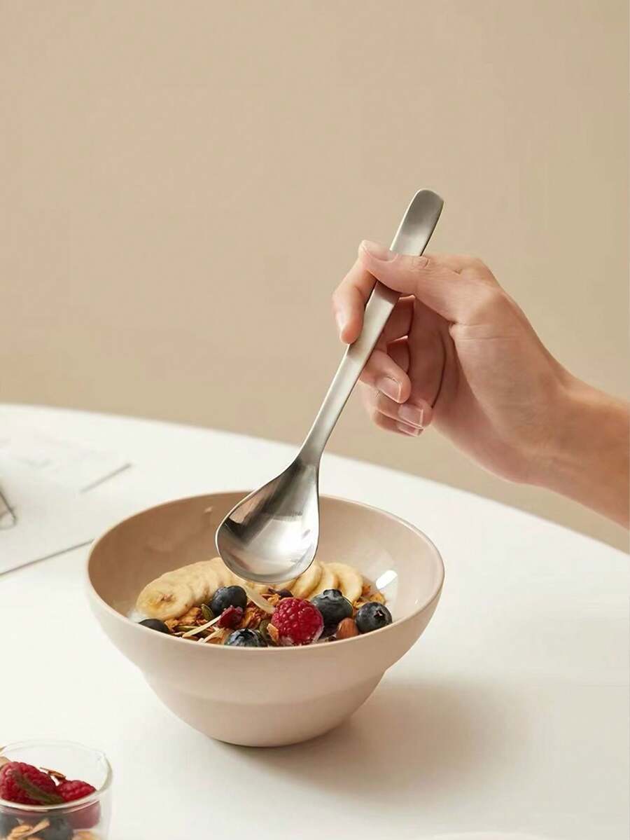 Matte Stainless Steel Spoon, Soup Spoon, Breakfast, Yogurt, Dessert Spoon, Eating, Mixing Spoon - View 1
