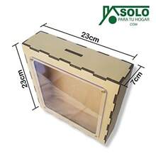 Alcancía de Madera personalizable 23x23x7 cm (MDF) (Juntos) solo para tu hogar - Ser feliz - Ver 4