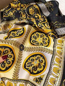 1 chiếc khăn bandana in họa tiết Paisley, dài 70cm, chất liệu giả lụa, đa năng dùng làm khăn quàng cổ, khăn trùm đầu, phụ kiện cho nam giới, phụ kiện, khăn che chắn khi đi biển. - màu đen - Xem 3
