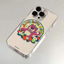 迪士尼玩具总动员抱抱熊花卉草莓透明手机壳，适用于iPhone 17/17 Pro/17 Pro Max/17 Air/16/15/14/13/12/11/X系列，iPhone 17 Pro Max手机壳，iPhone 17 Pro手机壳，iPhone 17手机壳，送给女朋友的理想礼物，动漫迷的完美之选 - Transparent - 查看 2