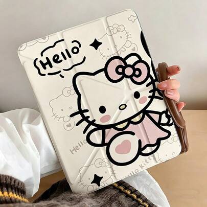 SANRIO Ốp lưng Hello Kitty dễ thương với chức năng tự động bật/tắt màn hình và giá đỡ, bảo vệ màn hình, tương thích với iPad thế hệ thứ 10 (10.9 inch), thế hệ thứ 9/8/7 (10.2 inch), iPad Air 5/4 (10.9 inch), iPad Pro (11 inch).