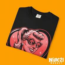 LOVELY DAY - -Inspired Character Laughing Explosion T-Shirt |   Retro Doll Graphic Tee - Black - View 2