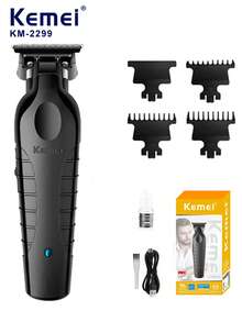 Kemei Máy cắt tóc điện KM-2299 bán chạy, máy tỉa tóc không dây chuyên nghiệp, sạc nhanh USB, máy cạo râu không khe hở 0mm, thích hợp để tỉa tóc/râu cho cả gia đình (1 cái) - màu đen - Xem 16