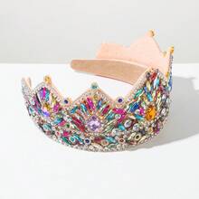 Heming Retro Baroque Full Rhinestone Crown Wide Headband, High-End Luxury Wedding Hair Accessories For Women - 彩色 - 查看 11