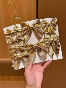 8个金色蝴蝶结发夹，适合日常使用 - 彩色 - 查看 5