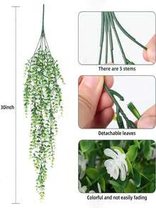 2 件人造植物（不含花盆），仿真垂吊常春藤，仿真垂吊盆栽，仿真柑橘常春藤，绿色植物墙框，适用于家居、客厅、室内外装饰，适用于室内、室外、客厅框架装饰、房间、厨房、家居、婚礼、卧室装饰。 - 彩色 - 查看 12