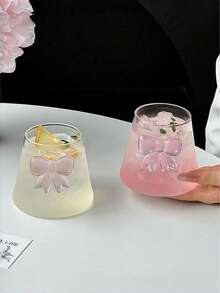 1个手工3D蝴蝶结玻璃杯，法式优雅拿铁蝴蝶结玻璃杯，ins风奢华果汁/饮料玻璃杯，多功能、多用途、多风格玻璃茶杯，适用于餐厅、客厅、咖啡馆、派对、礼品 - 彩色 - 查看 10