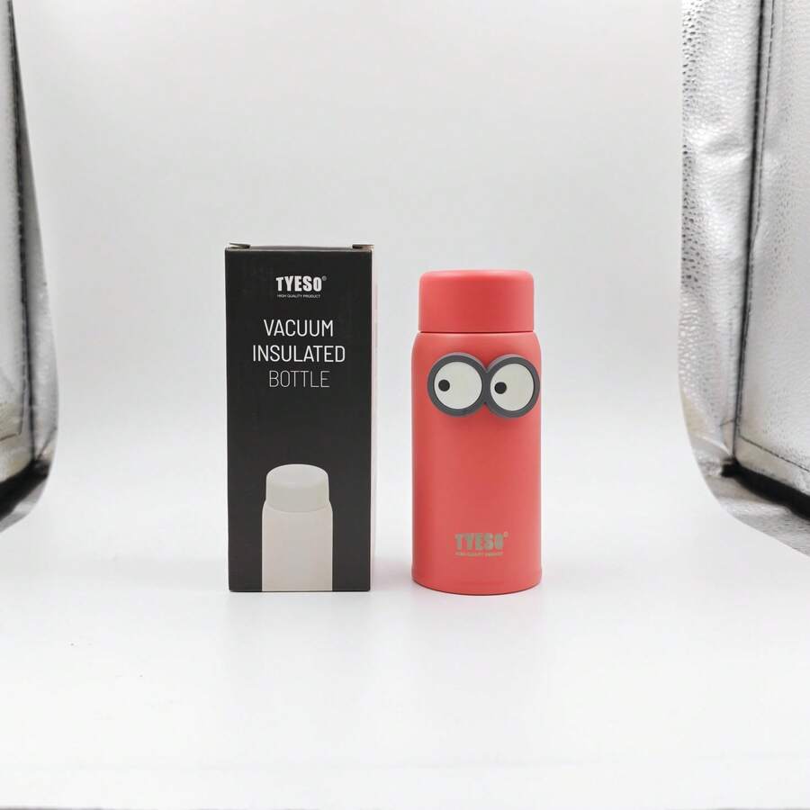 Tyeso 150ml 口袋保温水瓶,可爱眼睛贴纸,不锈钢材质,小巧纤薄设计,美观实用,适合工作和办公使用。 - 彩色 - 查看 1