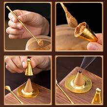 1 Set Brass Incense Mold Kit, Beginner Incense Art Tools Set - Incense Spoon, Incense Chopsticks, Ash Presser, Incense Cone Mold - Multicolor - View 4