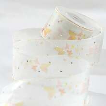 1roll 10yard Butterfly Transparent Snow Gauze Belt Hair Additions Bow Fresh Flower Material Gift Box Packaging Butterfly Printed Ribbon - Multicolor - View 9