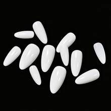 120片/盒 杏仁形白色美甲貼片，壓克力純白色全覆蓋亮面假指甲，適合春夏日常配戴 - 白色 - 查看 6